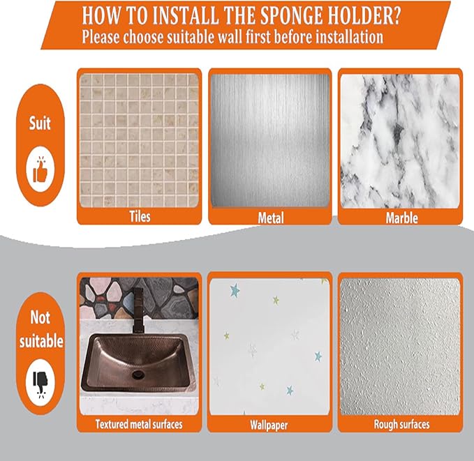 Sponge Holder Smiley Face,Sink Caddy,Sink Organizer with 2 Suction Cups/1 Adhesive Strips,Designed for Sponge,Soap,Dish Brush,Scrubber - Bronze