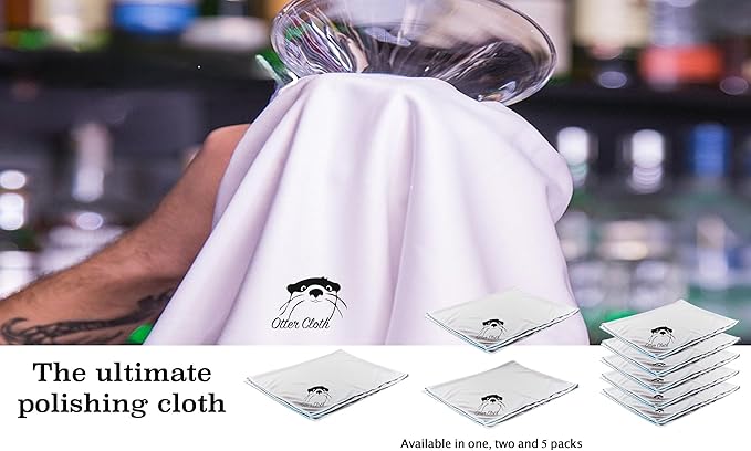 Trendy Bartender Toast to Perfection Microfiber Glass Polishing Lint-Free Cloth for Spotless Shine and a Residue-Free Finish - Pack of 5-25x20 inch - White