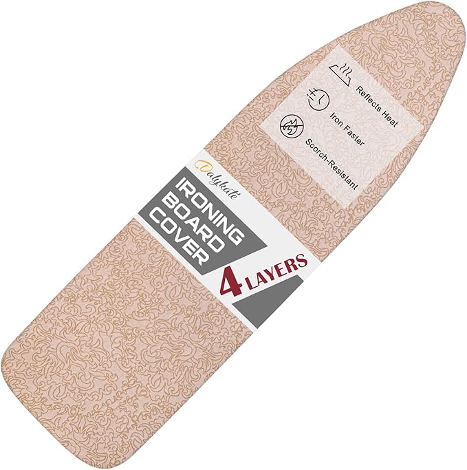 Dalykate Ironing Board Cover 21 x 57 with Scorch and Stain Resistant Thick Padding and Elasticized Edge Ironing Board Covers 4 Fasteners and 1 Protective Scorch Mesh Cloth
