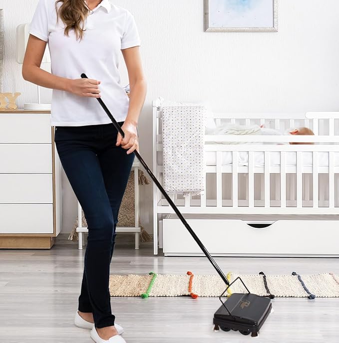 STANLEY HOME PRODUCTS Electrostatic Carpet & Floor Sweeper - Heavy Duty Lightweight Floor Cleaner - Suitable for Smooth Floors and Low Pile Rugs & Carpeting No Electricity Needed (Brown)