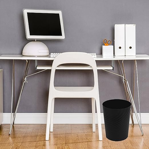 UUJOLY Plastic Small Trash Can Wastebasket, Garbage Container Basket for Bathrooms, Laundry Room, Kitchens, Offices, Kids Rooms, Dorms, (Black, 1.8 Gallon/2 Pack)