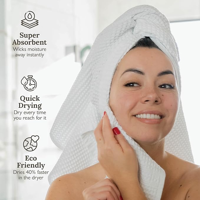 GILDEN TREE Waffle Towel Set Quick Dry Thin | 2 Bath Towels | 2 Hand Towels | 2 Washcloths, Classic Style (Seafoam)