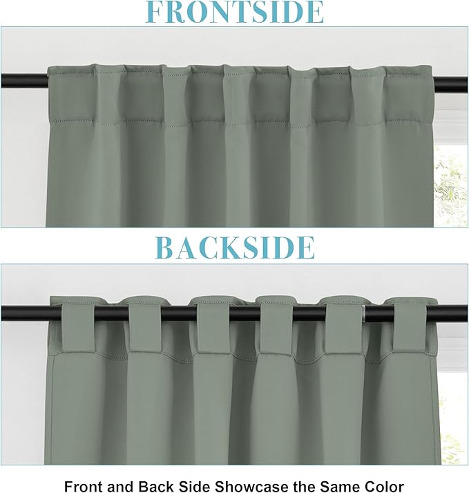 RYB HOME Small Window Curtains, Blackout Privacy Curtains for Kids Bedroom Kitchen Bathroom Basement Classroom Cafe Cabinet Tiers Drapes, 34 Width x 30 Length, 2 Panels, Sage Green