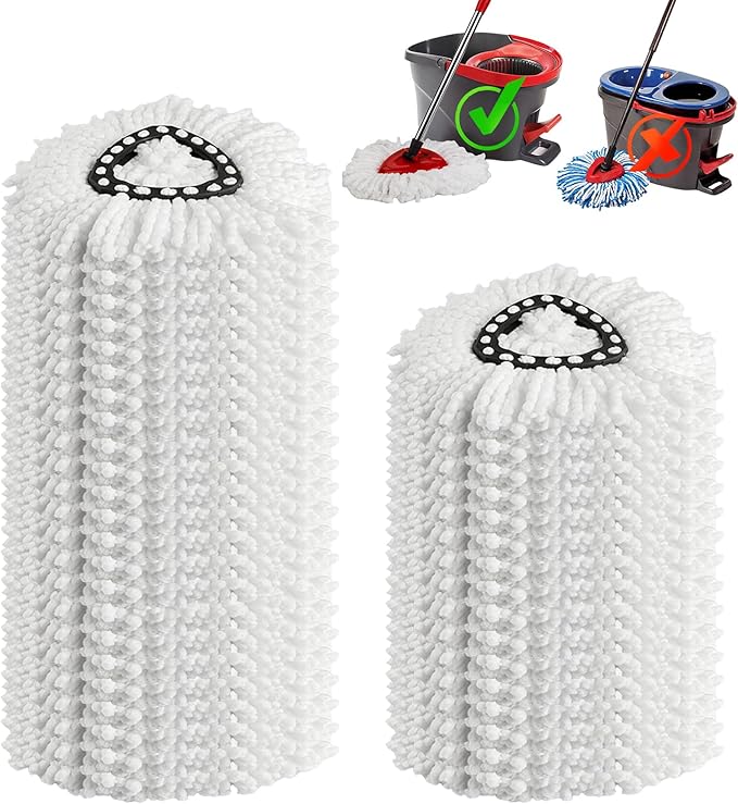 20Pack Spin Mop Replacement Heads, Microfiber Spin Mop Refills for EasyWrin 1-Tank System, 360° Microfiber Replacement Mop Head, Machine Washable Spinning Mop Replace Head for Easy Floor Cleaning