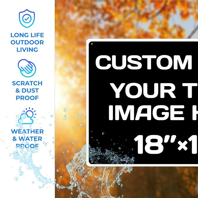 Custom Aluminum Weatherproof Metal Sign - 18 * 12Inch, Personalized Text & Picture, Black & White Traffic Regulation Horizontal Sign