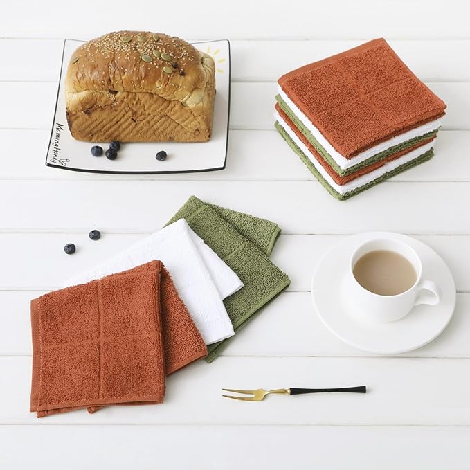 Glynniss Kitchen Dish Cloths Highly Absorbent Dish Rags 100% Cotton Wash Cloths for Washing Dishes (Rust, 50)