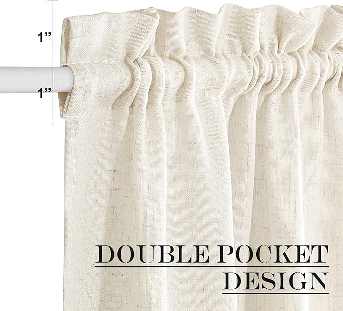 NICETOWN Natural Linen French Door Curtains Privacy Light Reducing Curtain for Glass Thermal Insulated Door Shade for Kitchen Classroom, 52 x 72 inches, 1 Panel