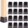 Ezprotekt 24 Pcs Square Chair Leg Floor Protectors with Felt, Silicone Felt F for Hardwood Floor, Dining Table Leg Caps Covers No Scratches (L Fit: 1" - 1.4", Dark Brown)