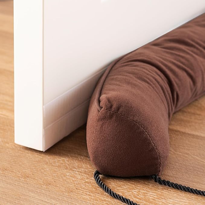 Sunolga 36" Door Draft Stopper Blocks Hot and Cold Air with Removable Washable Cover for Gaps Up to 3", All-Season Seal for Noise, Door Sweep for Bottom of Door and Window, Home Essentials, Coffee
