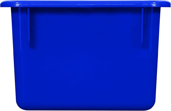 Wood Designs Cubby Storage Bin, Heavy Duty Plastic Containers for Kids Blue Cubby Tray Set of 12