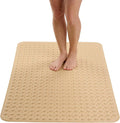 ENKOSI Extra Large Shower Mat Non Slip - 47 x 32 inch - XL Bathroom Shower Mat - Large Shower Mats for Shower Stall Floors - Secure Suction Cups and Drain Holes (47x32 Beige Opaque)