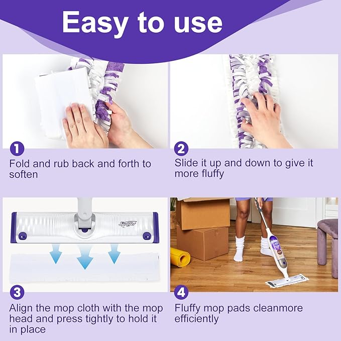 5X Cleaning Power Mop Pads Compatible with Swiffer PowerMop, Disposable Mopping Pad Refills for Cleaning, Multi-Surface Wood Floor Replacement Pads (32)
