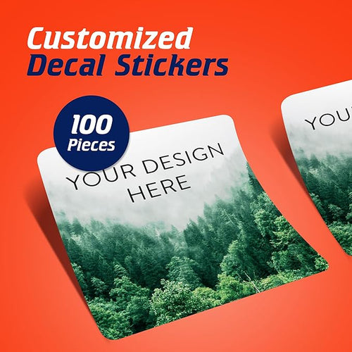 100 Custom Vinyl Stickers - Upload Your own Image, Text, Design, Logo - Personalized Logo Labels for Handmade, Packaging, Bottle, Jars, Candle, Brand Stickers (Foggy Valley, 1.5x1.5 Square)