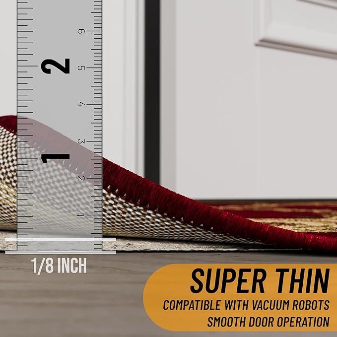 Ottomanson 7'8" x 9' Non-Slip Rug Pad Gripper 1/12 Inch Ultra Thin Dual Surface Felt + Rubber Gripper - Safe for All Floors, Cream