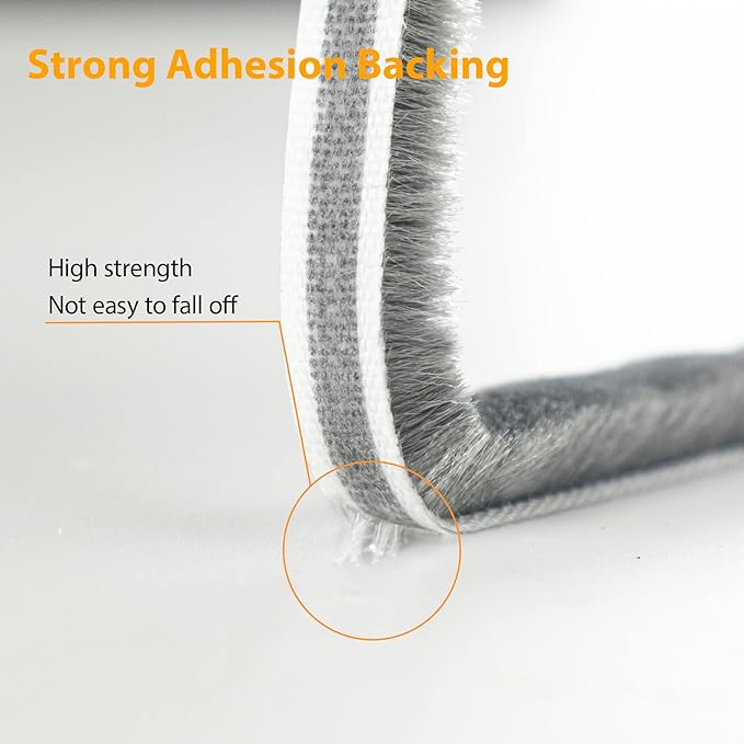 39.4FT Brush Weather Stripping, Neat Pile Self Adhesive Seal Strip for Windows and Door, Weatherstrip for Soundproofing, Windproof, Dustproof, Stronger Stickiness, 0.35'' Wide x 0.35'' Thick, Black