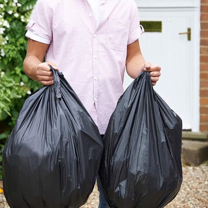 65 Gallon Trash Bags,25 Pieces large Black Heavy Duty Trash Can Liners,Large Size Trash bags Garbage Bags for Indoor and Outdoor