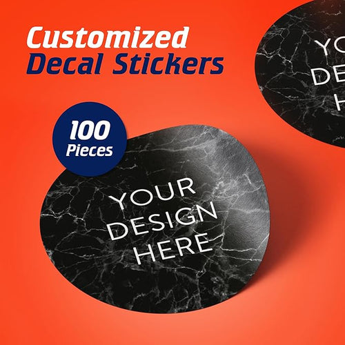 100 Custom Vinyl Stickers - Upload Your own Image, Text, Design, Logo - Personalized Logo Labels for Handmade, Packaging, Bottle, Jars, Candle, Brand Stickers (Black Marble, 1x1)