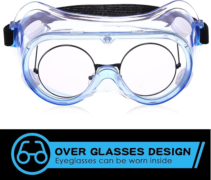 Yunsailing Protective Safety Goggles Lab Over Glasses Clear Anti Fog Eye Protection Goggles for Men Women