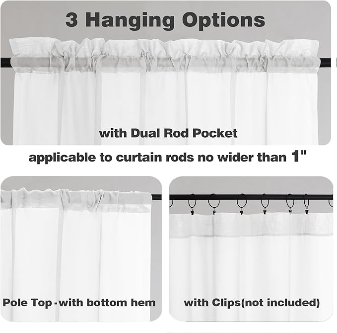 Chyhomenyc Extra Long White Sheer Curtains 144 inch 2 Panels Set, Translucent Backdrop Window Scarf Drapes for Canopy Bed/Wedding/Living Room/Anniversary, 12FT Length, Each 42Wx144L in, 2PCS, White