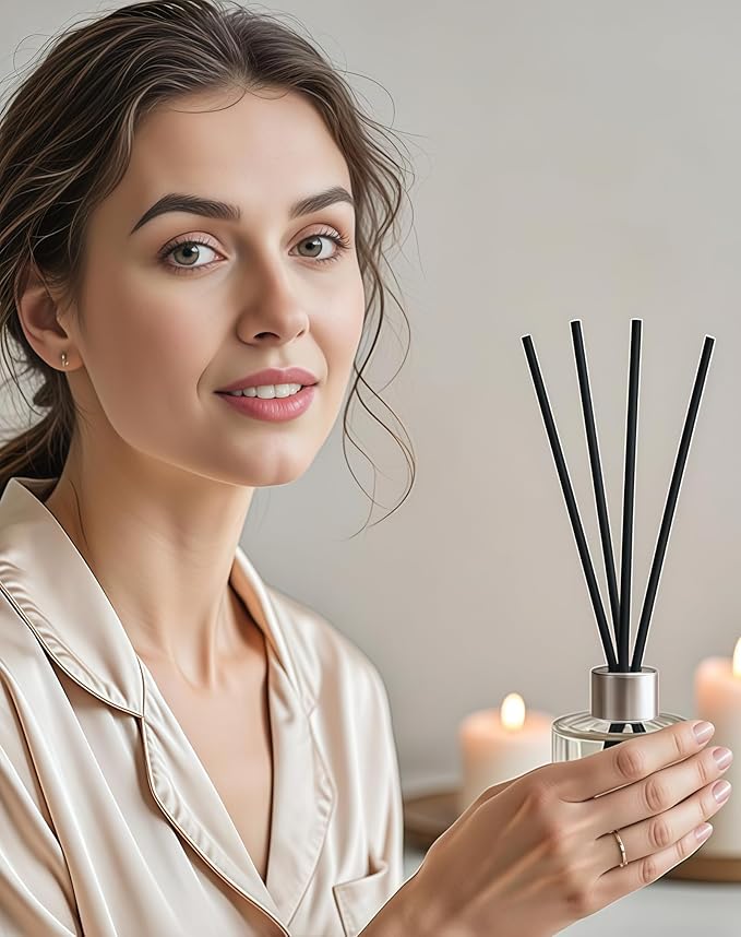 2 PCS Reed Diffuser Bottles Empty, 10Pcs Reed Diffuser Stick, Diffuser Bottle Capacity 50ml (1.7oz) Diffuser Stick 3.5mm-190mm, Suitable for Home, Hotel, Restaurant, Office Aromatherapy Tasks