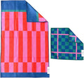 Microfiber Hand Towel & Washcloth Set of 2 - Double-Sided, Waffle Weave, Super Absorbent, Lint-Free, Fast Drying - Stars & Stripes Pattern for Bathroom, Kitchen, Car, and Window Cleaning