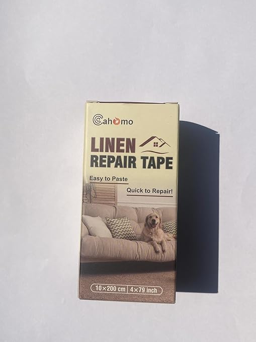 Linen Repair Tape 4x79 inch, Self Adhesive Fabric Patches, Linen Patch Tape Kit, Fabric Repair Tape for Couch Sofas, Headboards, Chairs, Pillows, Curtains, Couches - Black