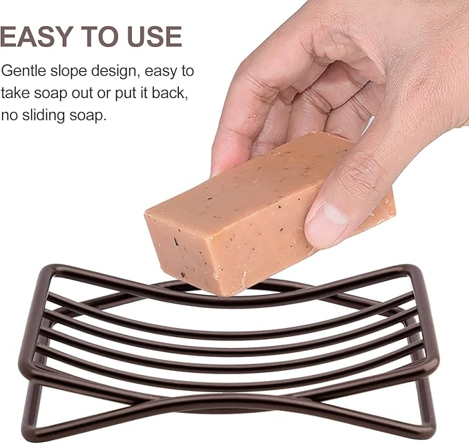 Soap Dish for Shower Bathroom Bar Soap Holder, Stainless Steel Self-draining Sponge Holder for Kitchen Sink Bathtub, Easy Cleaning Quick Dry, Bronze