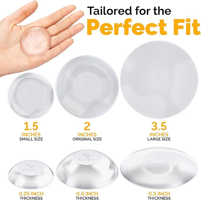 Ducki Door Stop Wall Protector | Self Adhesive Door Knob Wall Protectors from Door Knobs | Rubber Door Stoppers for Wall Damage & Noise | Durable, Shock Absorbent & Discreet | 6 Pack Clear Door Stops