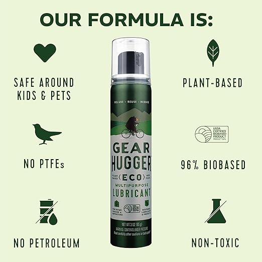 Gear Hugger Multipurpose Lubricant - Eco-Friendly (3 oz, Pack of 3), Rust Remover - Garage Door Spray, Door Hinge & Lock Lubricant - Plant-Based, No Petroleum, No PTFE