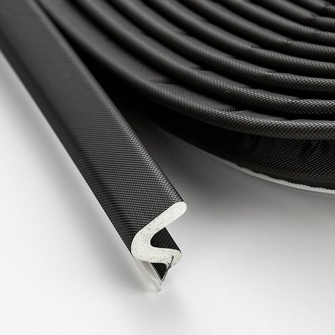 Ravinte Weather Stripping Door Seal Strip Soundproof "Q" Foam Weather Stripping for Door Frame, Exterior Door Weather Stripping for Large Gap, Easy to Install（Black, 28FT)