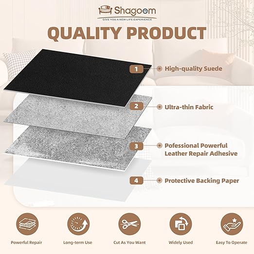 Suede Repair Patch, 17X158 Inch Fabric Large Repair Tape, Self-Adhesive Patches for Furniture, Sofa, Car Interior, Shoes, Hand Bag, Clothing (Grey, 17X158 Inch)