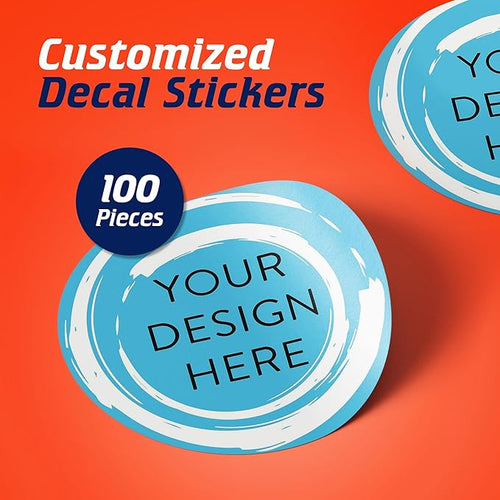 100 Custom Vinyl Stickers - Upload Your own Image, Text, Design, Logo - Personalized Logo Labels for Handmade, Packaging, Bottle, Jars, Candle, Brand Stickers (Blue Swirls, 6x6)