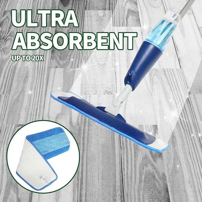 10 Pack Microfiber Cleaning Pads for Bona Mop, Reusable Microfiber Mop Pads for 18 Inch Mop, Hardwood & Hard Surface Floors Replacement Cleaning Mop Pads, Machine Washes