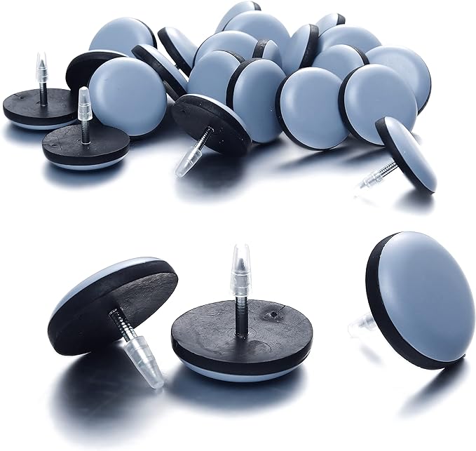 Furniture Glides Sliders-Furnigear PTFE (Teflon) Chair Leg Movers Sliders for Carpet and Hardwood Surface - Move Your Furniture Easily & Safely - Best Floor Protector (1-1/4", 24pack)