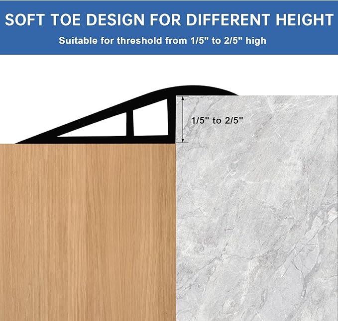Vinyl Door Threshold Flooring Transition Strip Self Adhesive Carpet Edging Strip for Laminate Doorway Edge Threshold from 1/5" to 2/5" (Light Gray Wood Grain, 10 Ft)