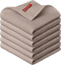 Artoid Mode 100% Cotton Brown Waffle Weave Kitchen Dish Cloths, 12x12 Inch Ultra Soft Absorbent Quick Drying Kitchen Dish Towels Set of 6