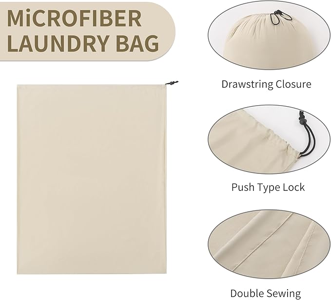 ZPECC Travel Laundry Bag 24 Pack,Bulk Extra Large Heavy Duty Bags, Durable Dirty Clothes Organizer With Drawstring, Fit a Basket or Hamper (40" X 30",Khaki)