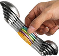 Magnetic Measuring Spoons Set Stainless Steel Stackable Dual Sided Teaspoons and Tablespoons for Measuring Dry and Liquid Ingredients Set of 6