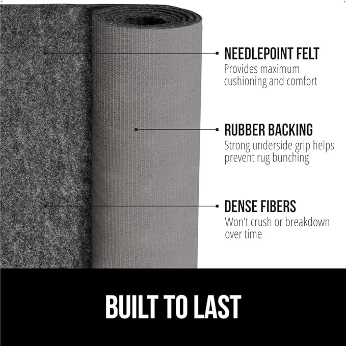 GORILLA GRIP Felt and Natural Rubber Stay in Place Slip Resistant Rug Pad, 1/8in Thick, 4x6 FT Protective Padding Under Area Rugs, Cushioned Gripper Pads, Carpet Runners, Hardwood Floors Protection