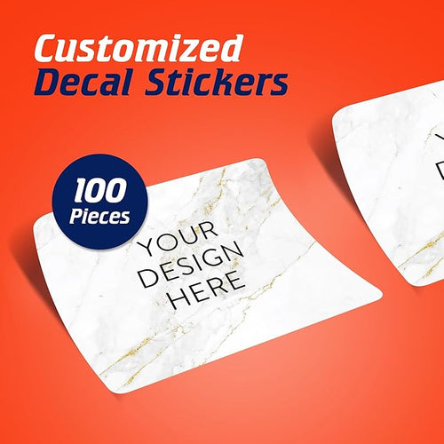 100 Custom Vinyl Stickers - Upload Your own Image, Text, Design, Logo - Personalized Logo Labels for Handmade, Packaging, Bottle, Jars, Candle, Brand Stickers (Gold Marble, 3x2)