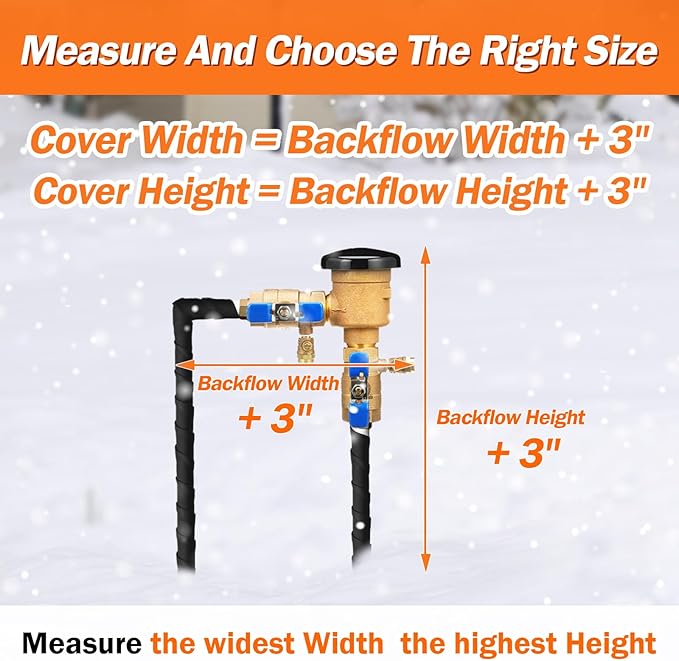 Backflow Preventer Pipe Insulation Cover (5°F) - Irrigation Sprinkler Valve Insulated Pouch - Water Well Pump Cover - Sturdy 5 Layers for Winter Freeze Protection, 28" W x 20" H, Black