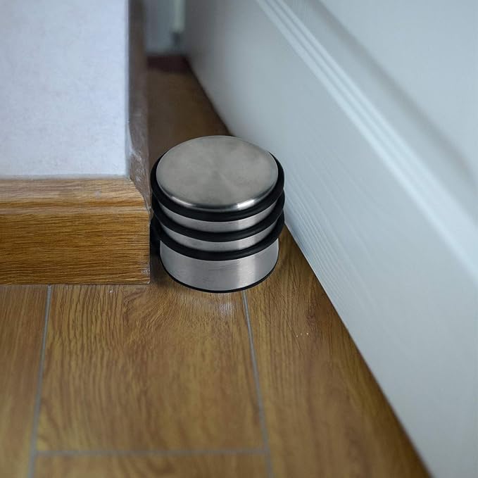 KINJOEK Heavy Weight Door Stopper, No DrillStainless Steel Door Stop with Protective Rubber Bands Door Wedge for Office, Home, Garage, Laundry Door
