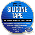 Clear Heavy Duty Silicone Tape, Self-Fusing Rubber Hose and Plumbing Water Pipe Repair Seal, Coax Electrical or Waterproof Tape for Leaks, 15ft
