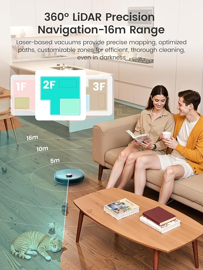 Lefant M3 Max Robot Vacuum, Robot Vacuum and Mop, 20000Pa Suction, Anti-Tangle Brushes, Dual Spinning Mop, Auto Mop Washing, Drying, Self-Emptying, Self-Refilling, for Pet Hair Dust, App Voice Control