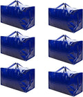 VENO 6 Pack Moving and Storage Bags, Heavy Duty, Alternative to Moving Boxes, Large Packing Totes Supplies for College Dorm Room with Zipper for Clothes, Wide Open Design (Blue, 6 Pack)