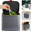 GloDeals Compost Bin, Detachable and Countertop Bin, 4 Liter / 1.06 Gallon, Stainless Steel Small Trash Can with Lid, Kitchen Compost Bin Under Sink Cabinet Hanging Trash Can for Kitchen(Dark Grey)
