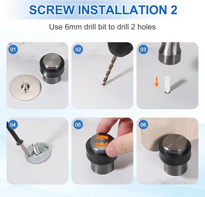 PATIKIL 3Set Round Door Stoppers, 46mm Stainless Steel Door Stop Doorstop Wedge Metal Cylinder Self Adhesive with Screw for Bottom of Door Floor Inside, Bronze