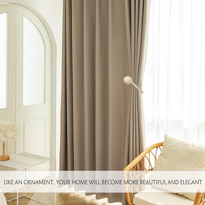 Magnetic Curtain Tiebacks Rope Curtain Tie Backs for Curtains 8 Pack Curtain Holders for Drapes Decorative Window Curtain Holdbacks, Beige