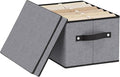 Fabric Storage Boxes, 7.1 x 9.1 x 13 Inch Baskets for Shelves with Lids, Wardrobe Organiser with Handles, Decorative Linen Closet Organizer Bins, Gray, 1 Pack