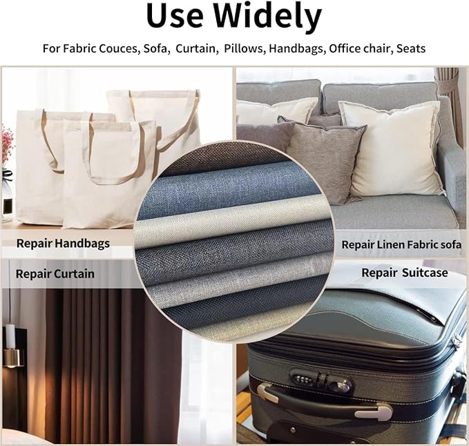 Fabric Repair Patches, Linen Repair Tape Self-Adhesive Fabric Patches Durable, DIY Large Linen Tape for Sofa, Couches, Furniture, Chair, Clothing （3.5X79 Inch, Dark Blue）